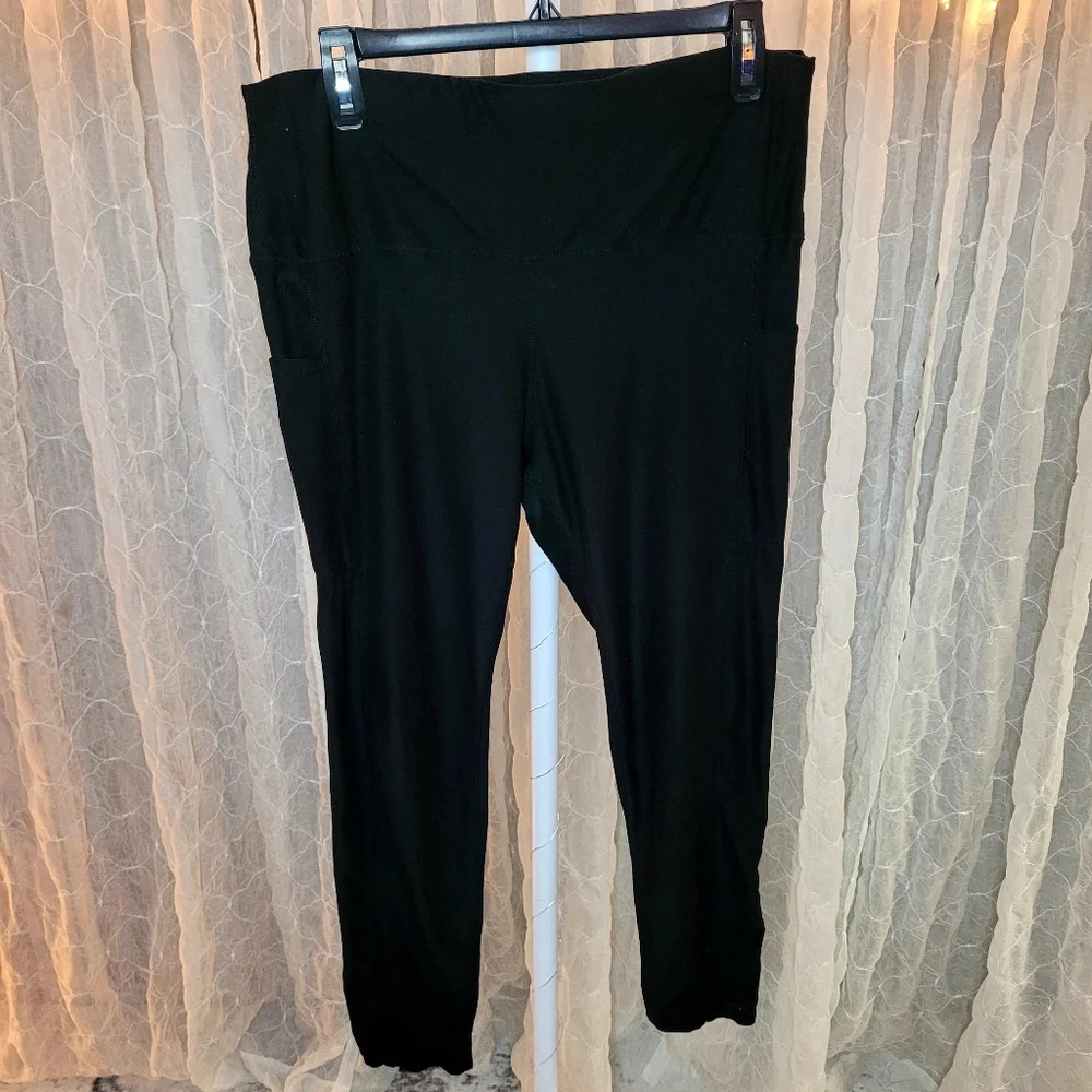 Empetua Shapermint Black Neutral Buttery Soft Leggings Side Utility Pockets XL